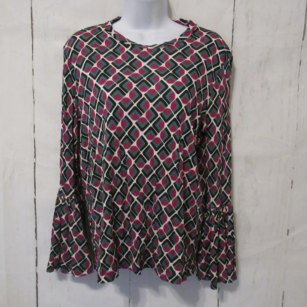 La Double J Top S Gemini T Shirt Bell Sleeve Geometric Artsy Euro Chic Italy